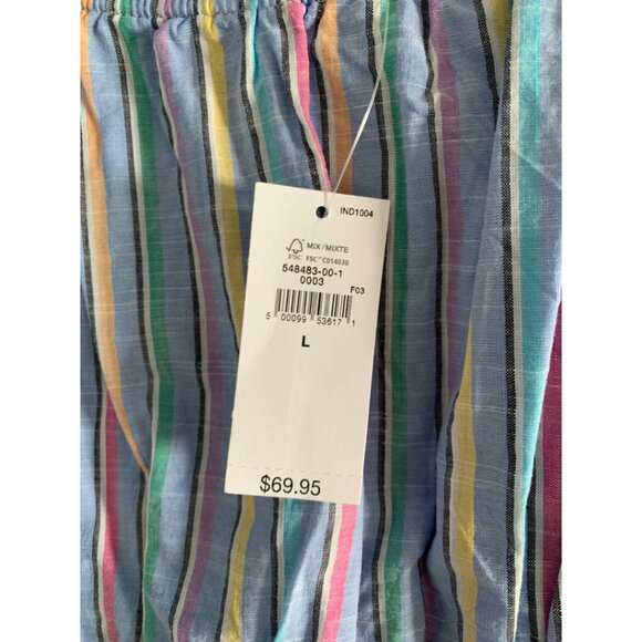 NWT GAP Women's Blue Stripe Fluttered Sleeve Tiered/Smocked Mini Dress Sz Large - Picture 7 of 7